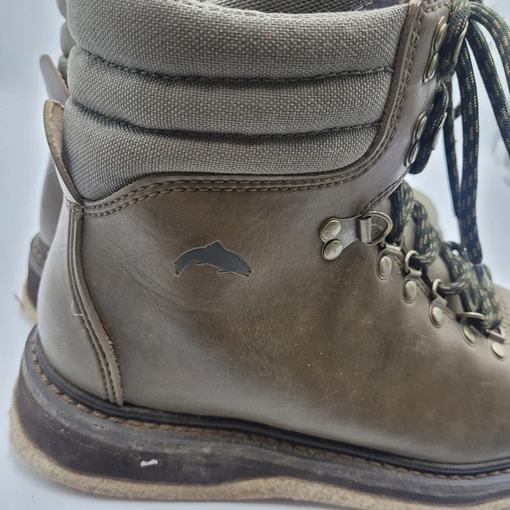 Simms Mens Leather Wading Boots Brown Felt Sole‎ Fly Fishing Size 8 Gorpcore